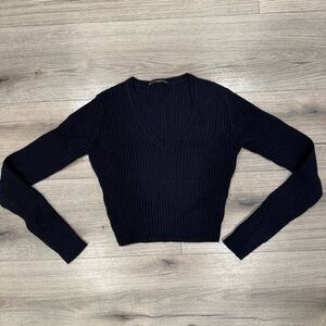 Brandy Melville Navy V Neck Sweater